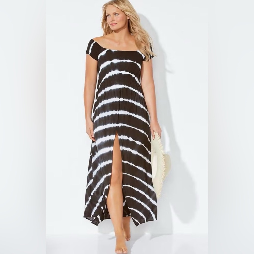 Swimsuits For All Black and White Tie-Dye Garment